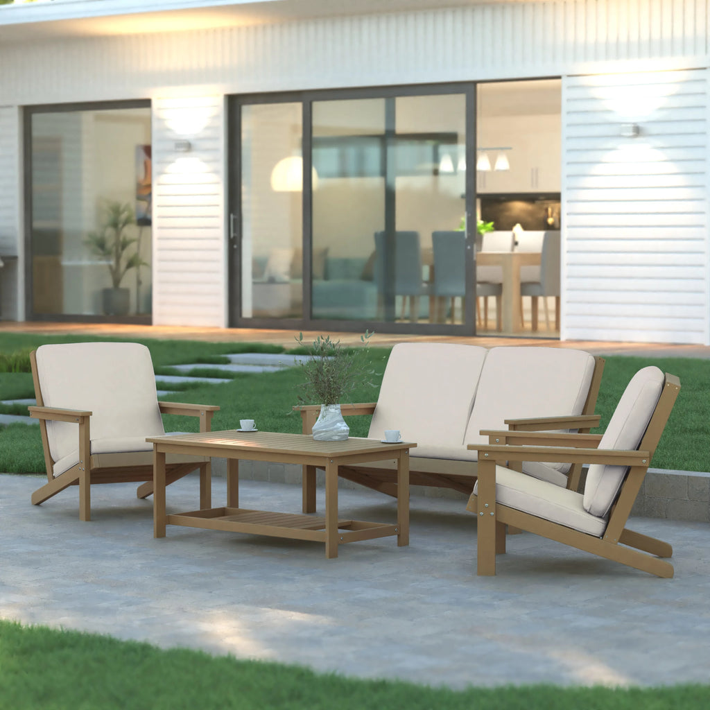 All-Weather Polyresin Adirondack Club Chair with Cushions L869778