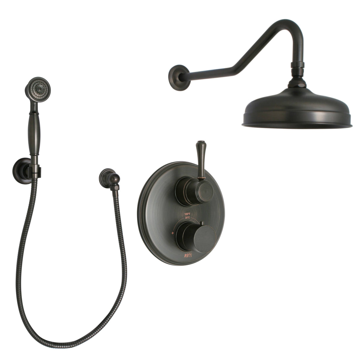 Antique Bronze Thermostatic Shower Trim with Rain Shower Head I9247