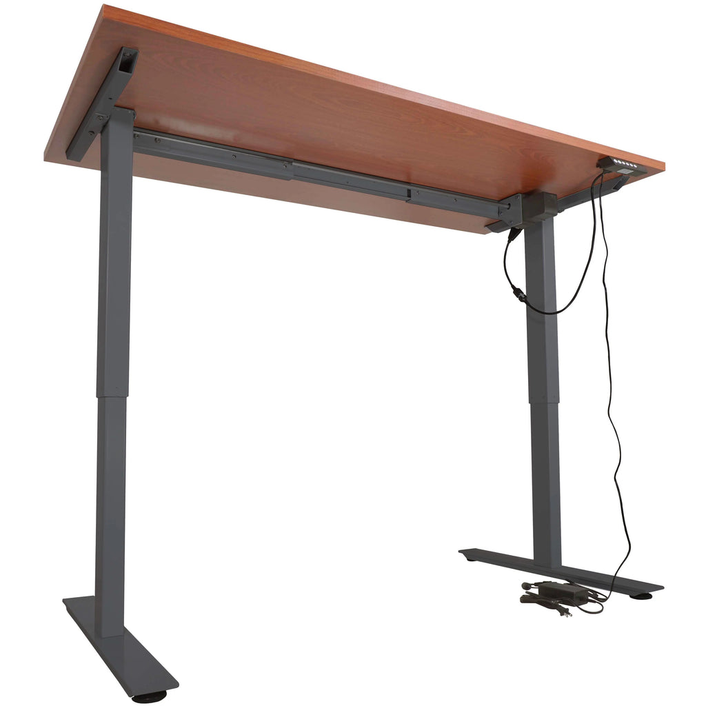 Adjustable Sit/Stand Desk 30" x 60" Cherry Finish Black Frame J71451