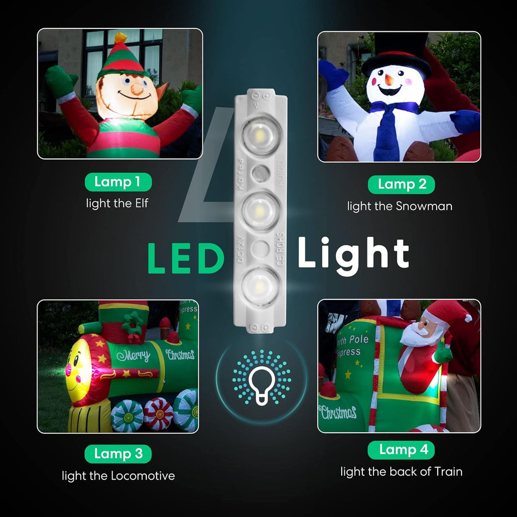6ft Height Christmas Inflatable Santa Claus with Elf and Snowman Built-in LED Lights J646393