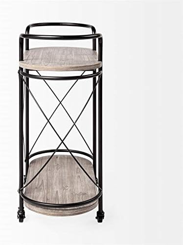 Black Two Tier Metal Bar Cart T7648