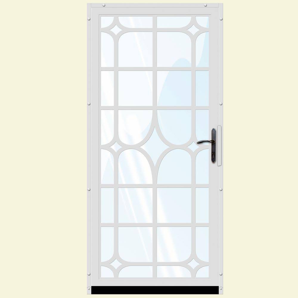 36 in. x 80 in. White Steel Security Door with Shatter-Resistant Glass B6403