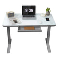 Gray Dual Motor Height Adjustable Desk with Drawer and Tempered Glass Top Z997483