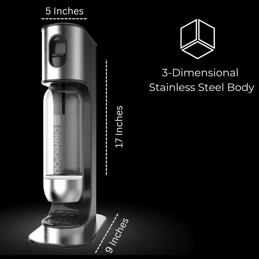 Stainless Steel Sparkling Water Machine with 1 CO2 Cylinder and 3 Bottles F6605