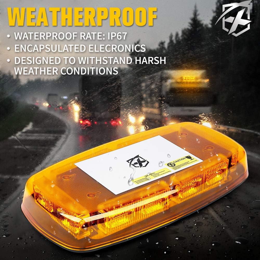Amber LED Strobe Beacon Light Bar with Magnetic Mount R71564