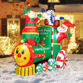 6ft Height Christmas Inflatable Santa Claus with Elf and Snowman Built-in LED Lights J646393