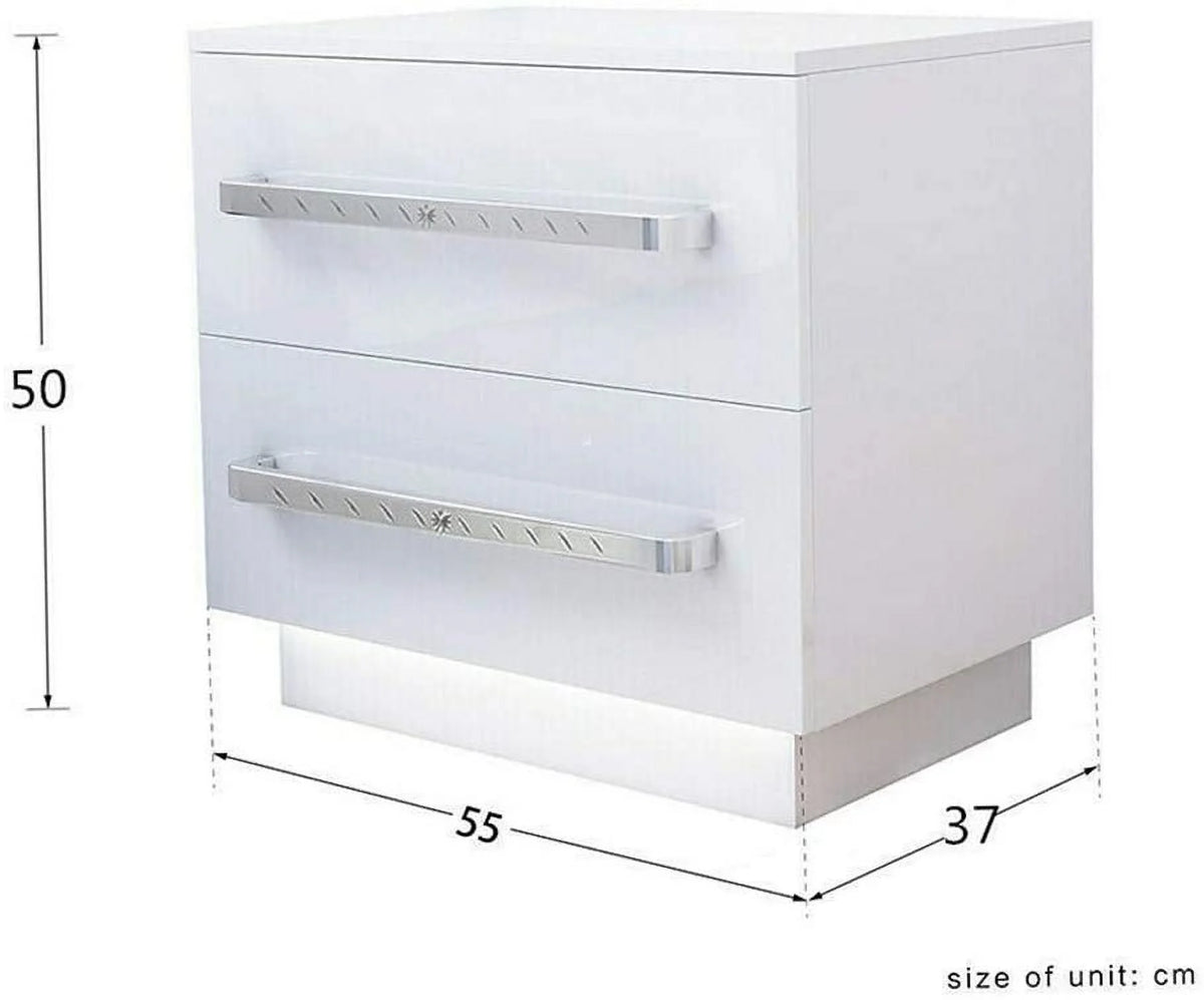 Light Yellow 2 Drawer High Gloss Nightstand G9992