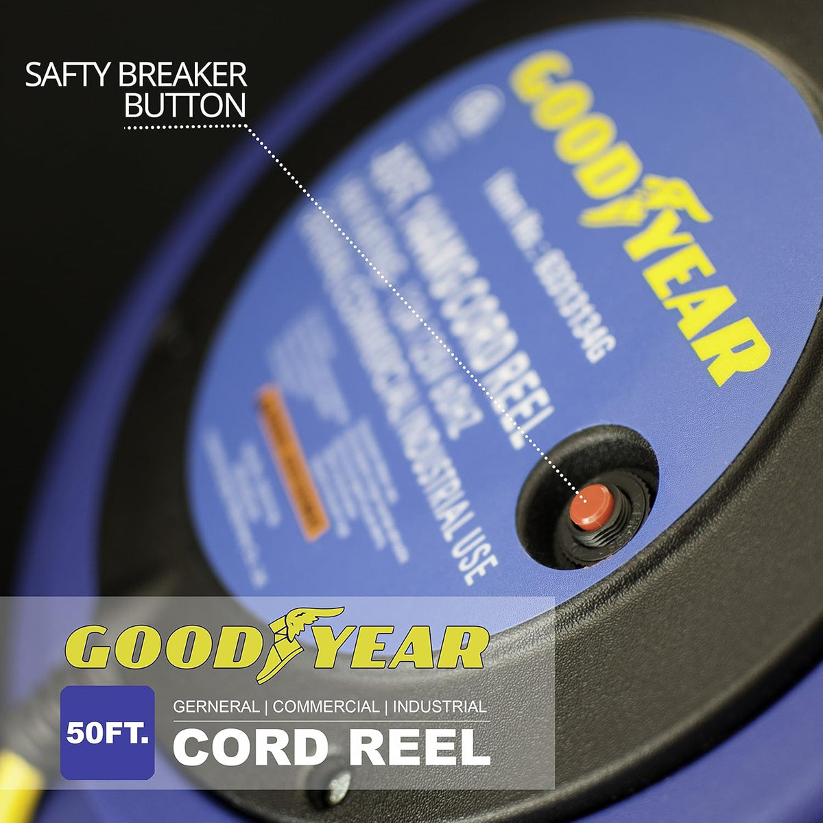 Retractable Extension Cord Reel 16AWG x 50' 3C/SJTOW LED Triple Tap Connector Power 7.5A 125VAC 938W N6589