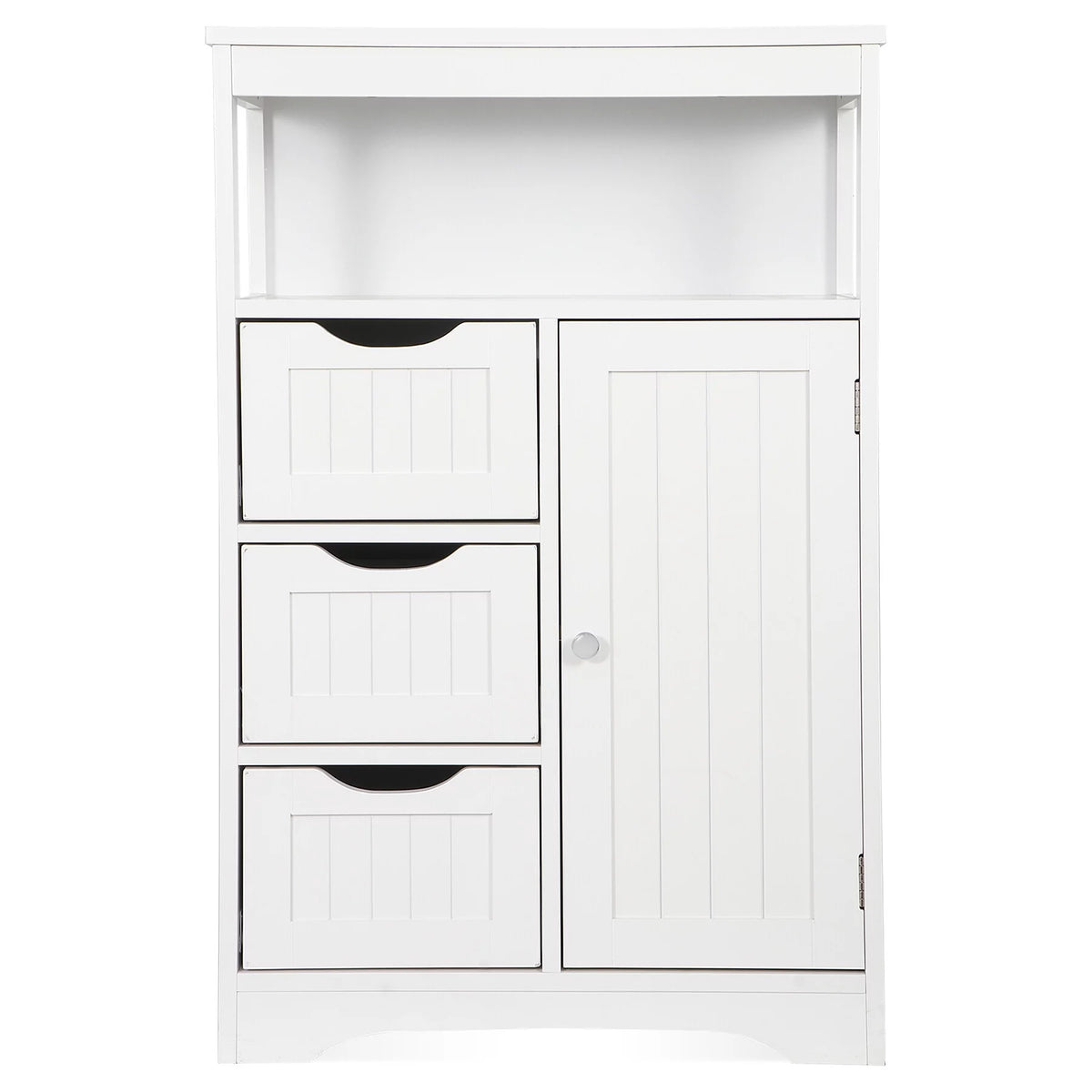 Bathroom Floor Cabinet MDF 1 Door 3 Drawers White J118