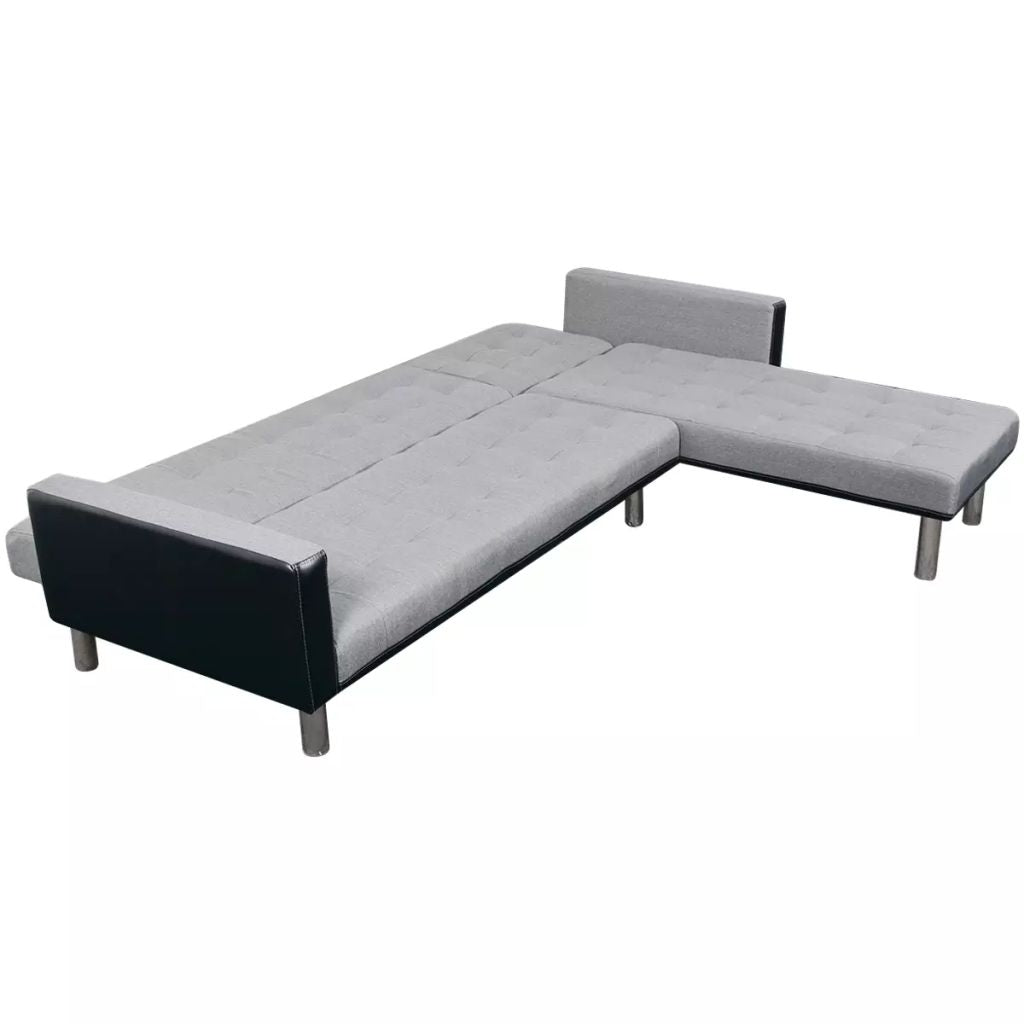 Fabric L-shaped Sofa Bed Black and Gray W529017