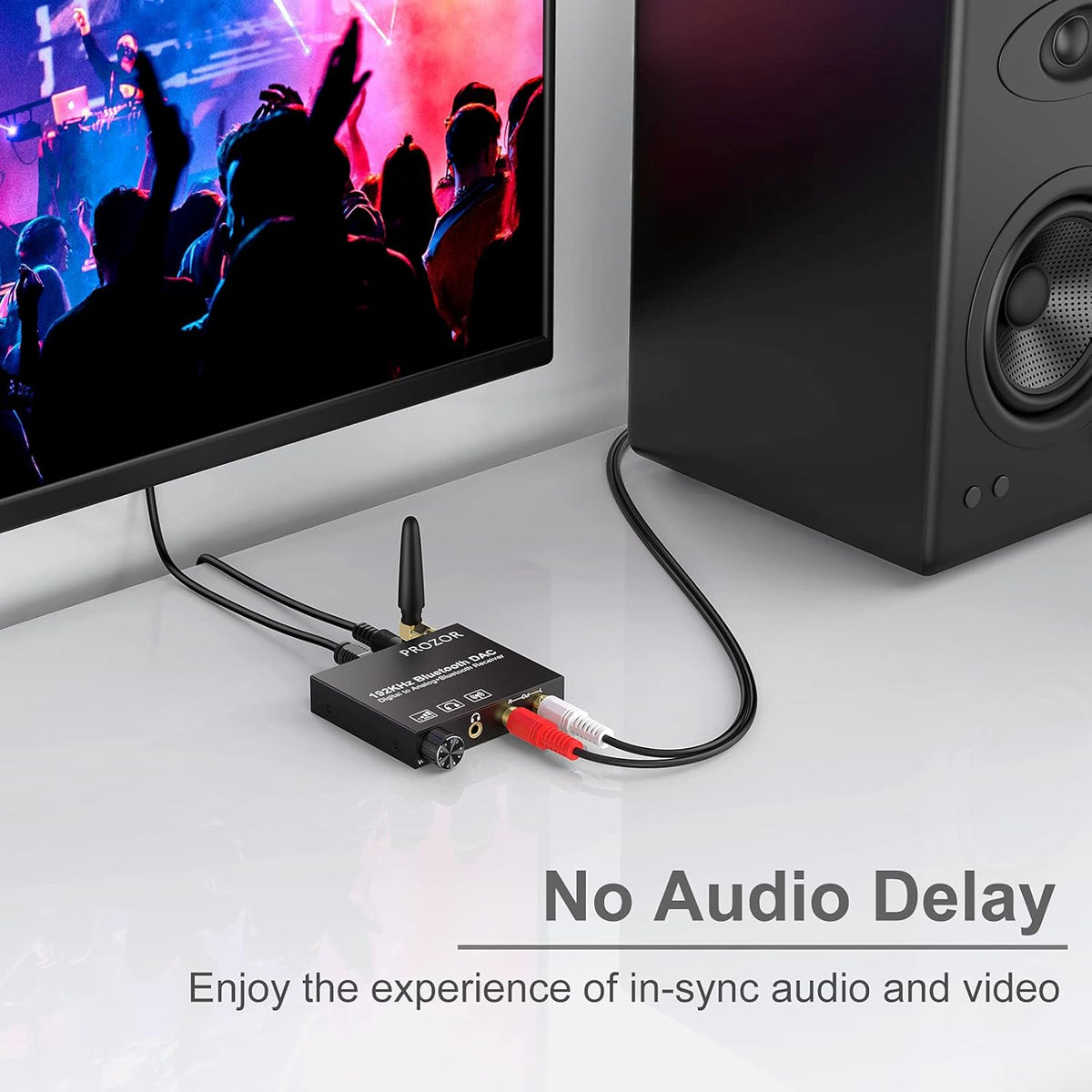 192kHz Digital to Analog Audio Converter with Bluetooth Receiver, Optical Coaxial to Stereo Analog RCA & 3.5mm T498