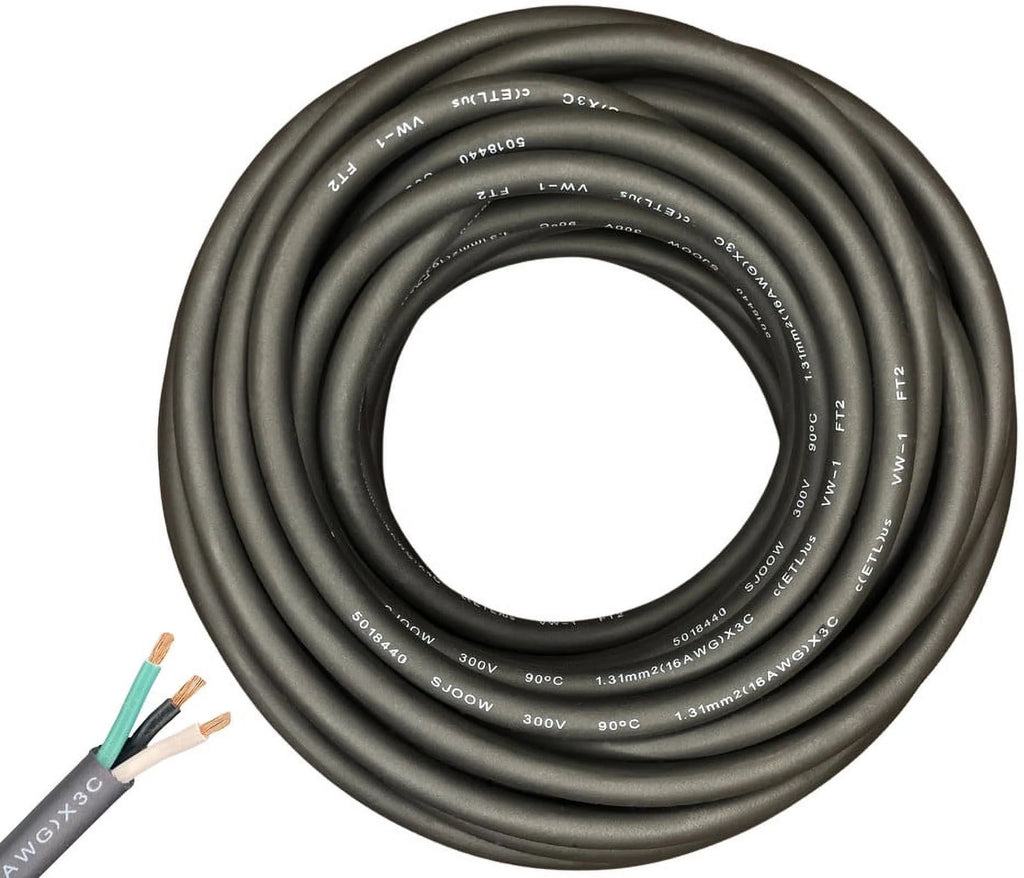 200 Feet 16/3 16 Gauge 3 Conductor Black Cable E879