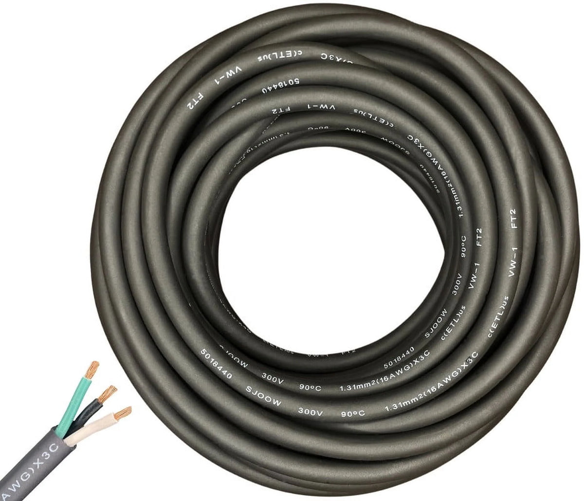 200 Feet 16/3 16 Gauge 3 Conductor Black Cable E879