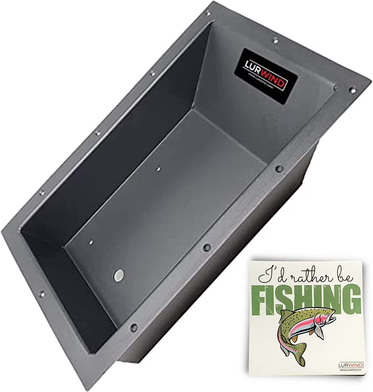Black Powder Coated Aluminum Recessed Trolling Motor Pan with Sticker B14881
