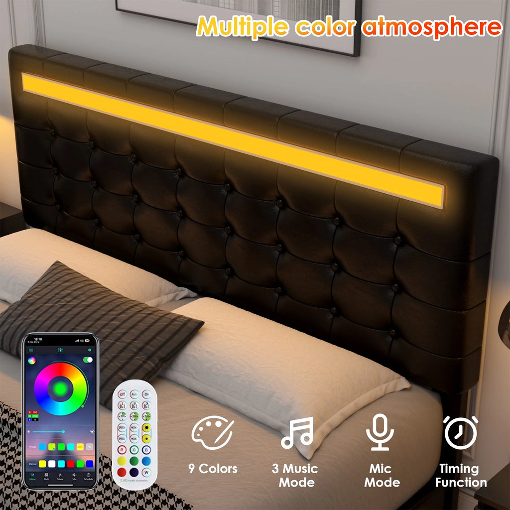 King LED Platform Bed with Under Bed Storage V260058