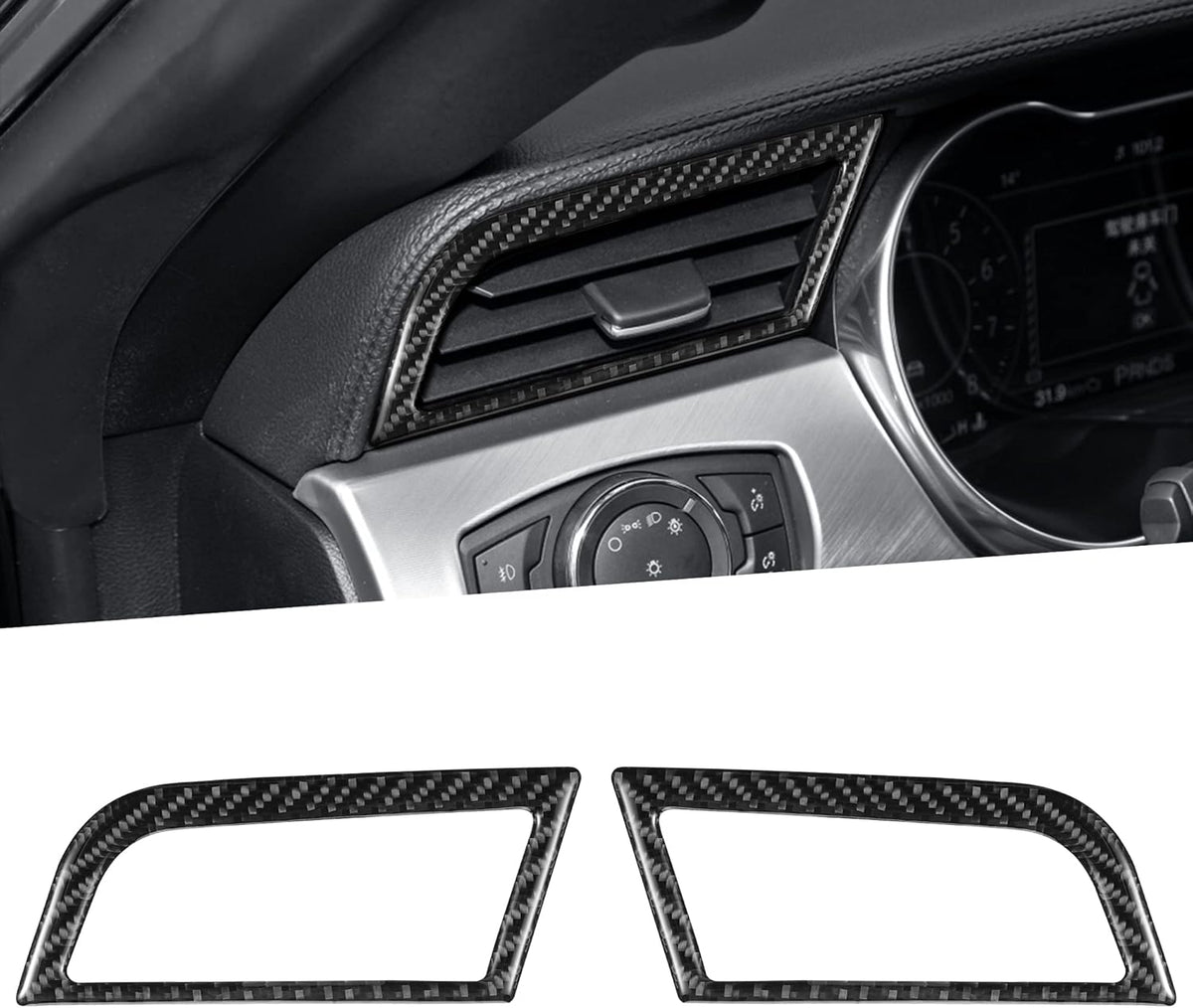 Carbon Fiber Center Console Gear Shift Frame Cover Trim Stickers 4Pcs D5261