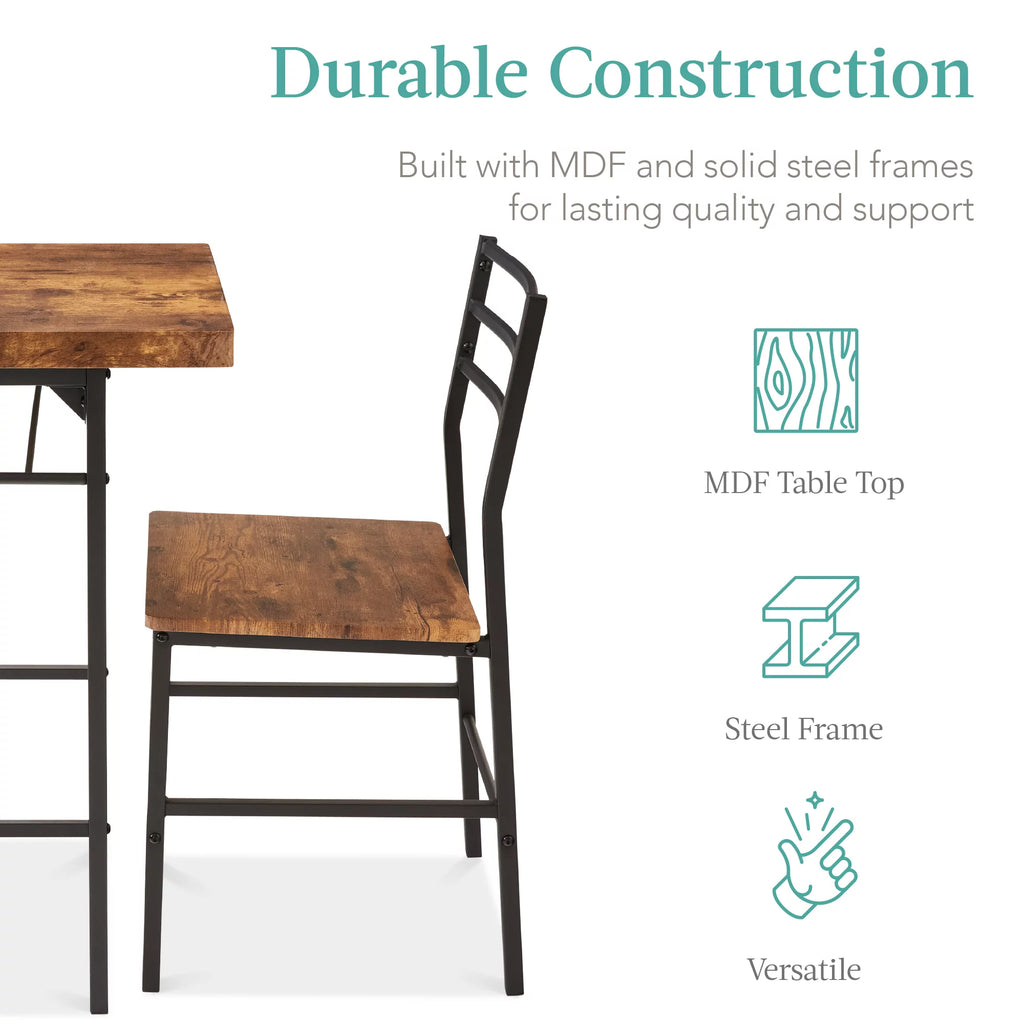 3-Piece Dining Set with Steel Frame and Storage Rack M49075