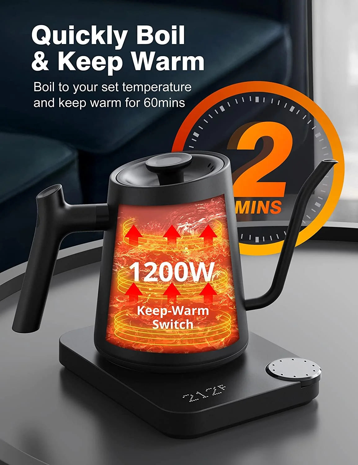 Black Gooseneck Electric Kettle R2934
