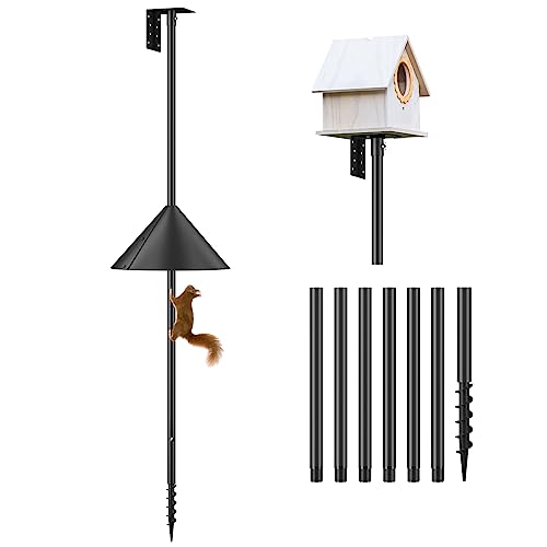 92 Inch Adjustable Heavy Duty Bird Feeder Pole with Squirrel Proof Baffle I8346