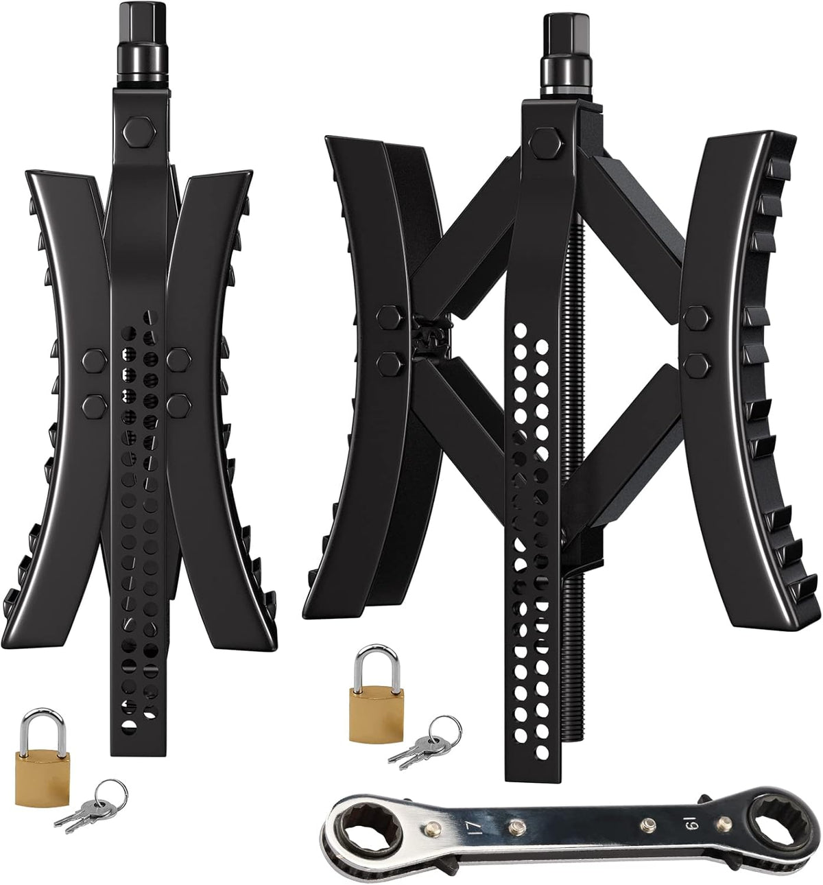 Black Metal Wheel Chock Stabilizer 2 Packs P494253