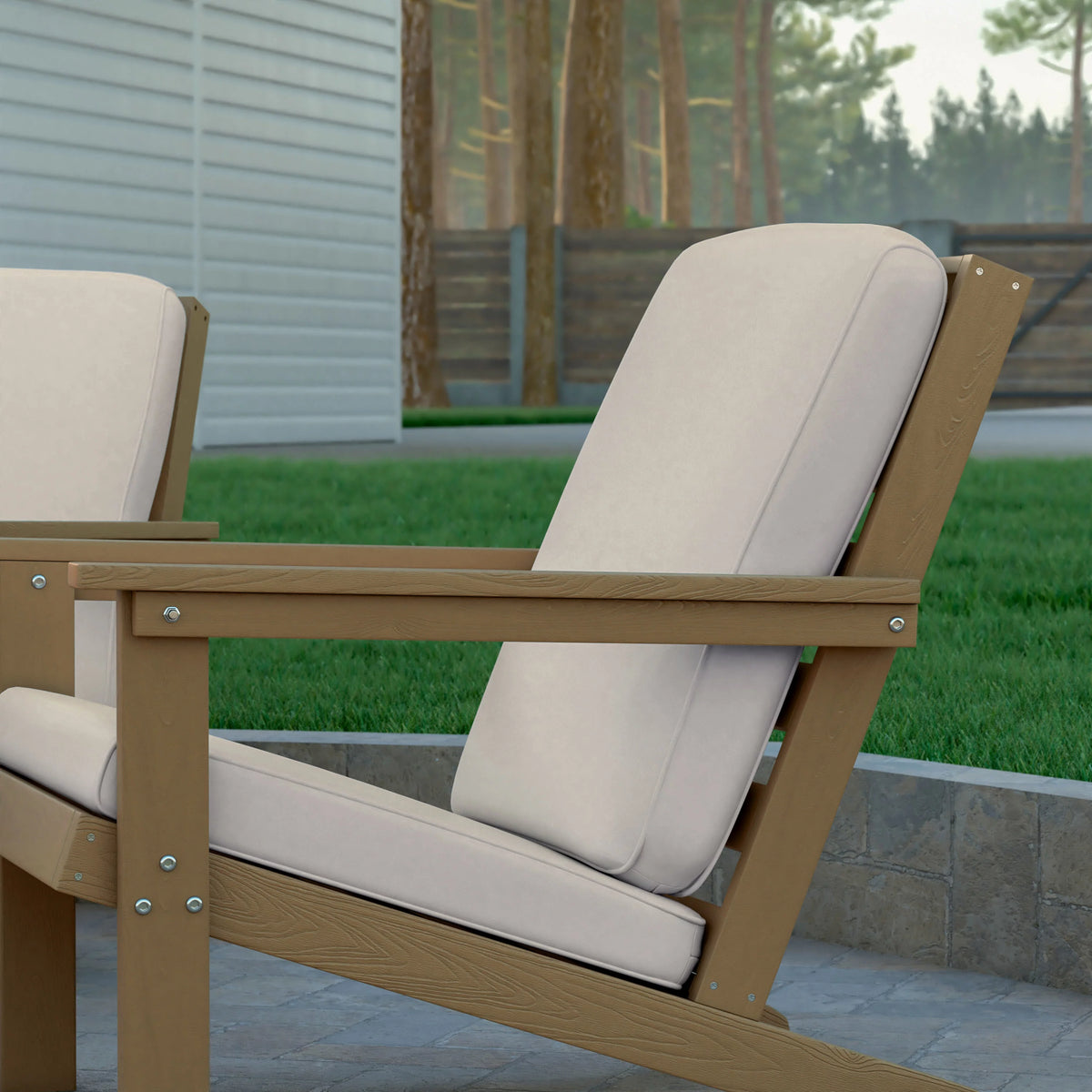 All-Weather Polyresin Adirondack Club Chair with Cushions L869778