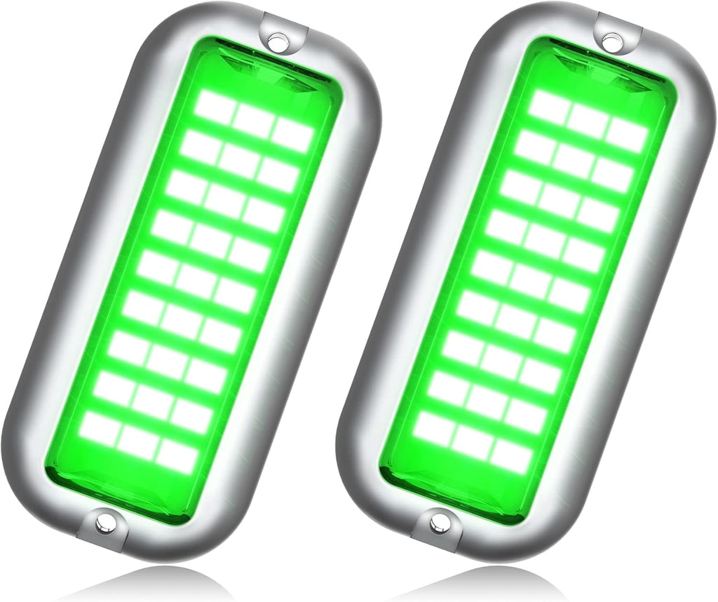Green 316 Stainless Steel Marine LED Boat Light, 2x3000LM 84LED, 180°, 10-36V, IP68, Surface Mount V499