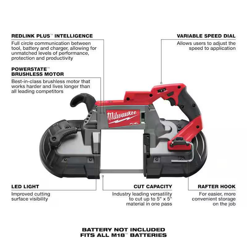 18-V Lithium-Ion Brushless Cordless Deep Cut Band Saw with Two 5.0Ah Batteries B7890