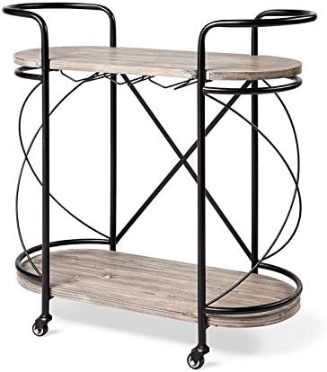 Black Two Tier Metal Bar Cart T7648