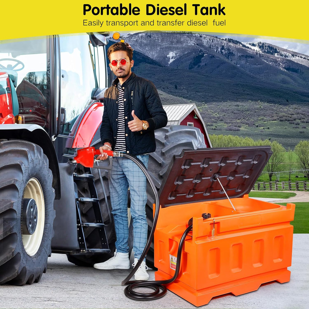 48 Gallon 10GPM Diesel Fuel Transfer Tank with 12V Electric Transfer Pump J989039