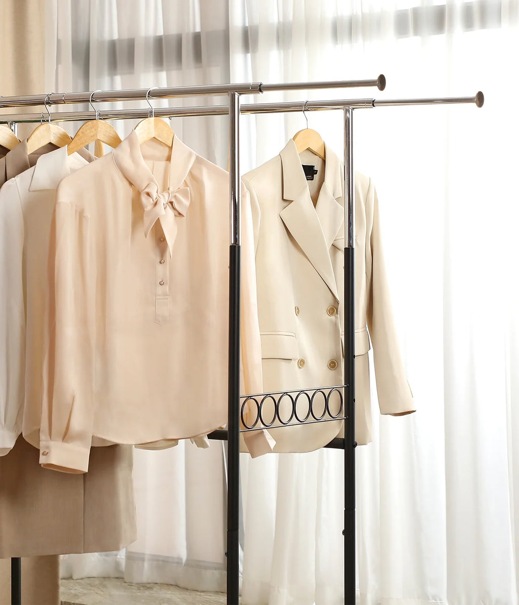 Heavy Duty Double Rails Garment Rack with Wheels Z559