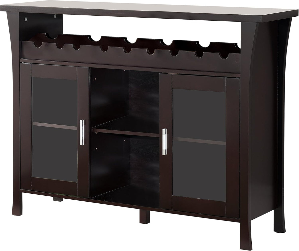 Espresso Wine Rack Buffet Server Console Table with Glass Doors Z36877