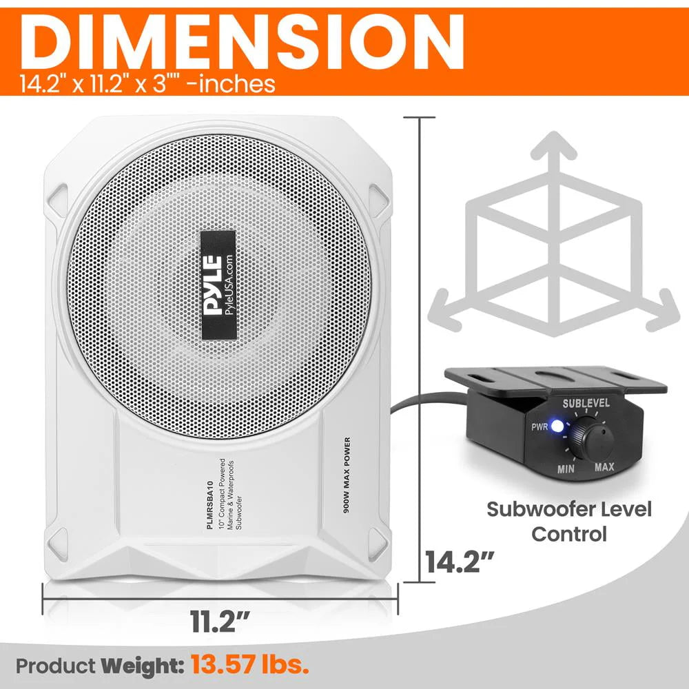 10-Inch Low-Profile Amplified Car Subwoofer W3841