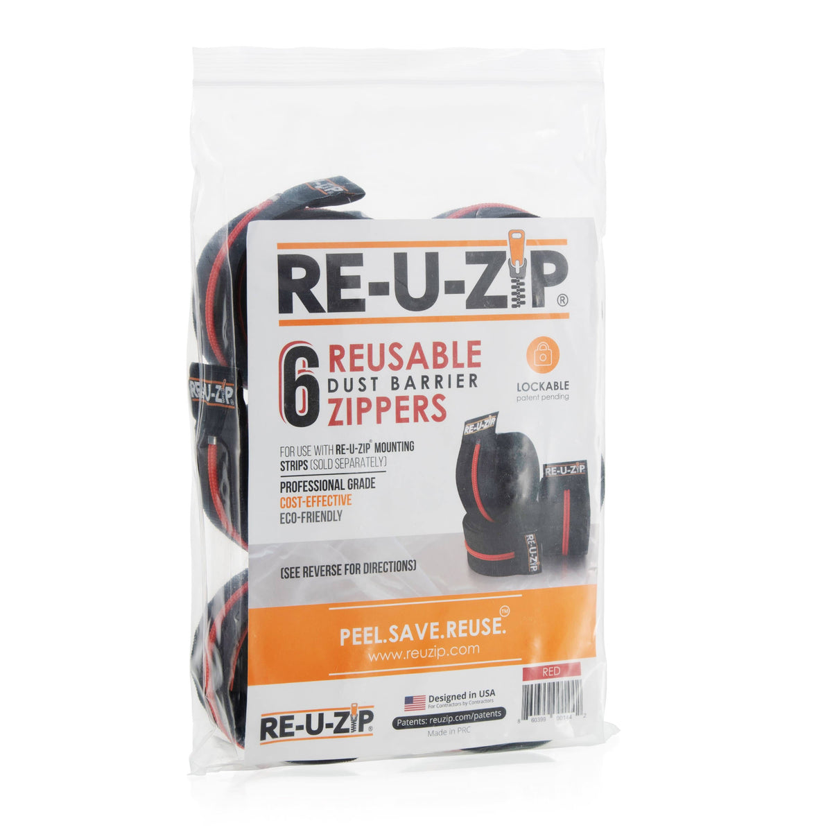 Red Reusable Dust Barrier Zipper 6 Pack B335808