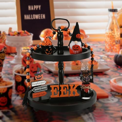 Halloween Decorations and Wooden Two Tiered Tray Stand G20869
