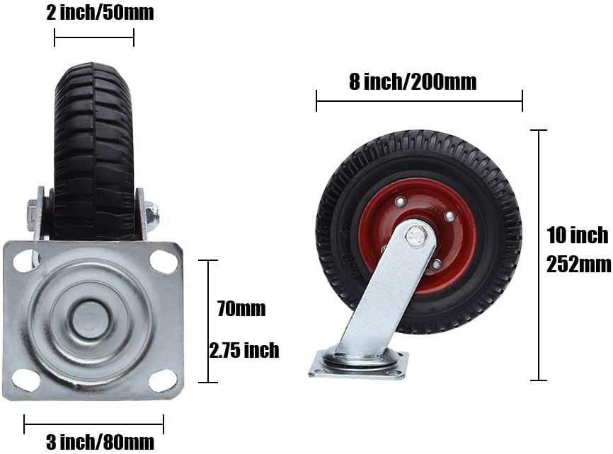 8 inch Black Rubber Swivel Casters F832818