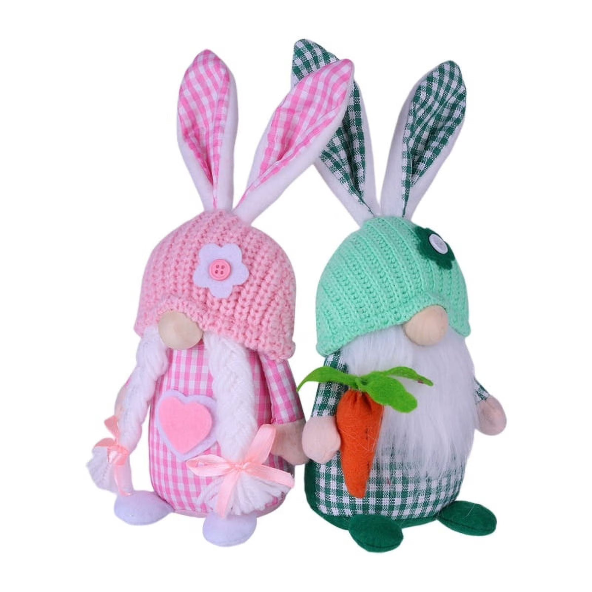 2pcs Spring Easter Gnome Plush Bunny with Flower X3609
