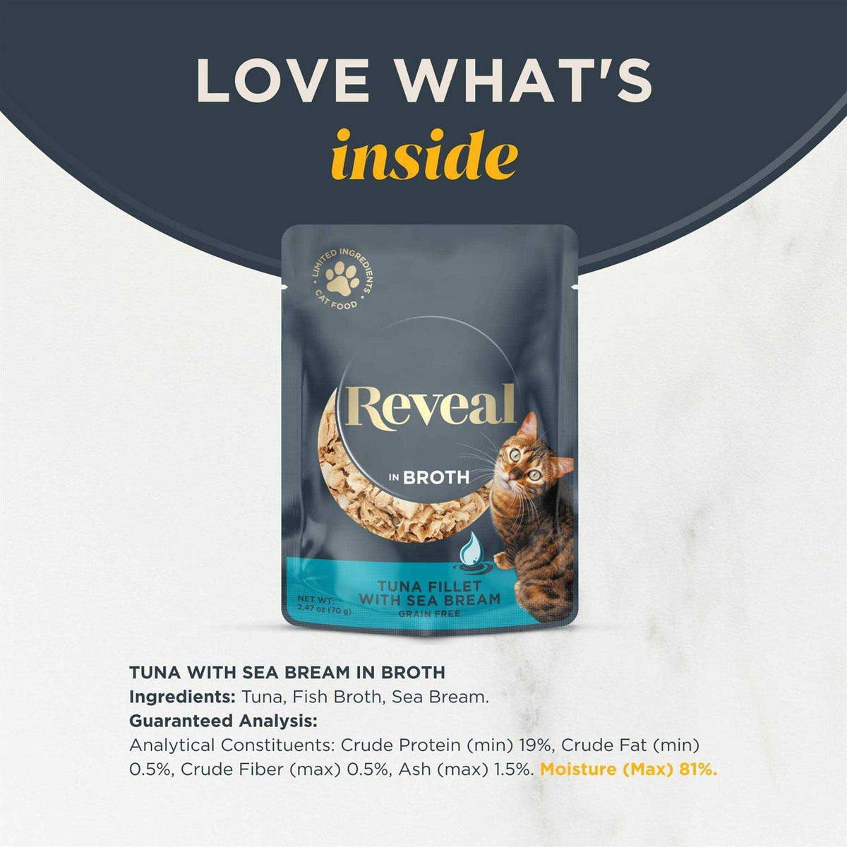 Natural Wet Cat Food Tuna Fillet with Sea Bream in Broth J448335