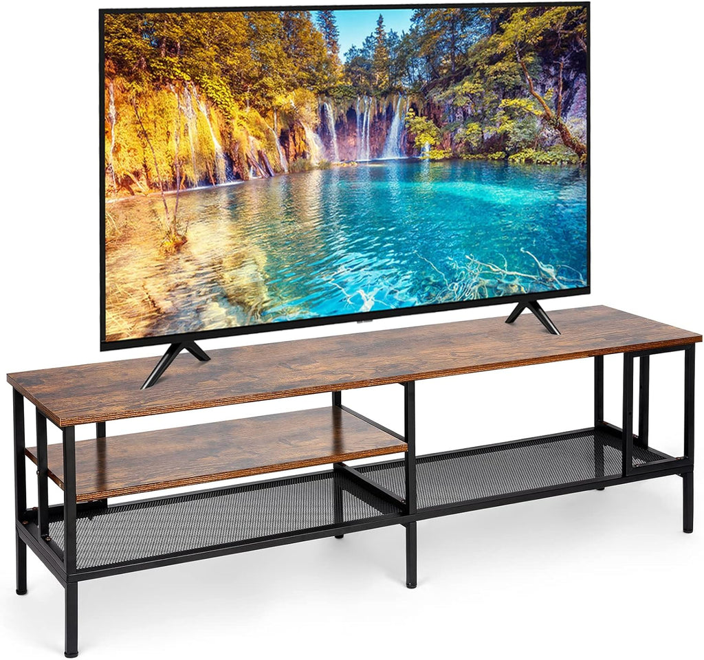 Rustic Brown TV Stand with Metal Frame K905