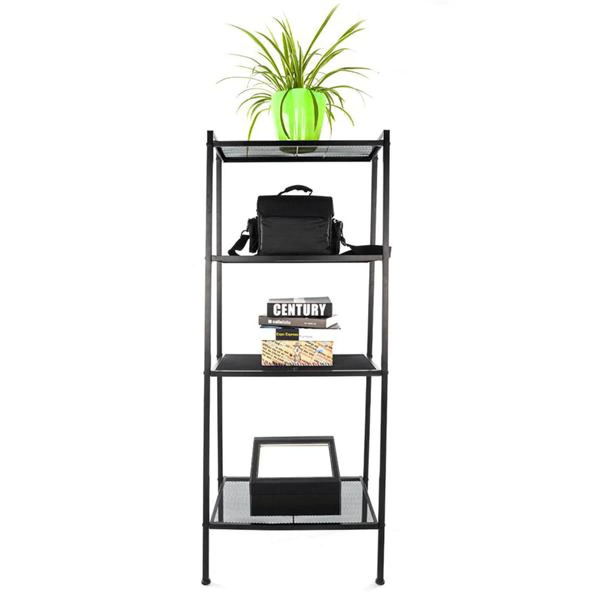 4-Tier Rustic Black Bookshelf X39326