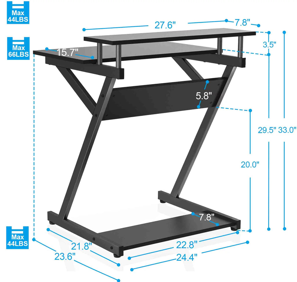 27-Inch Computer Desk with Monitor Shelf M49507