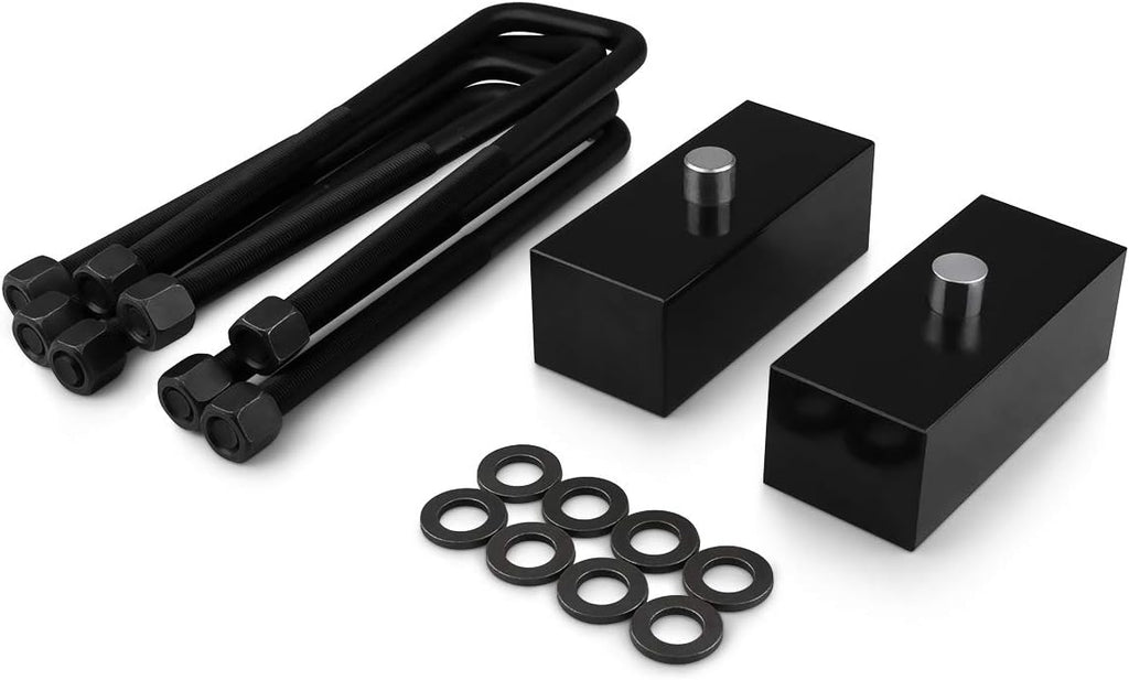 Front 2" Rear Leveling Lift Kit Adjustable Torsion Keys + Rear Blocks + U-bolts + Shock Extenders Fits 2011-2019 Chevy Silverado GMC Sierra 2500HD 3500HD 4WD L246