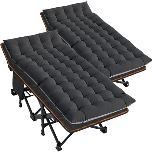2 Pack Heavy Duty Folding Camping Cot with Mattress and Carry Bag X5302