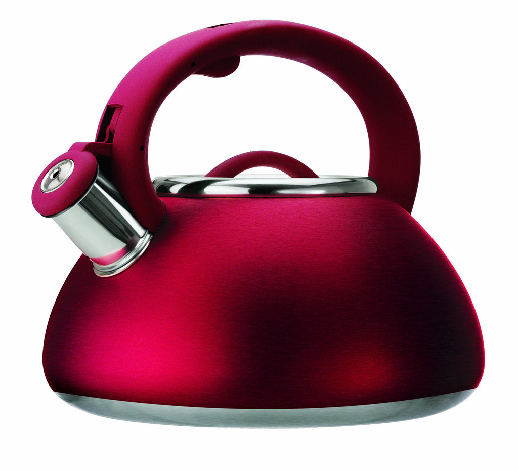 Stainless Steel Whistling Kettle, 2.5 Quarts, Matte Red Q834