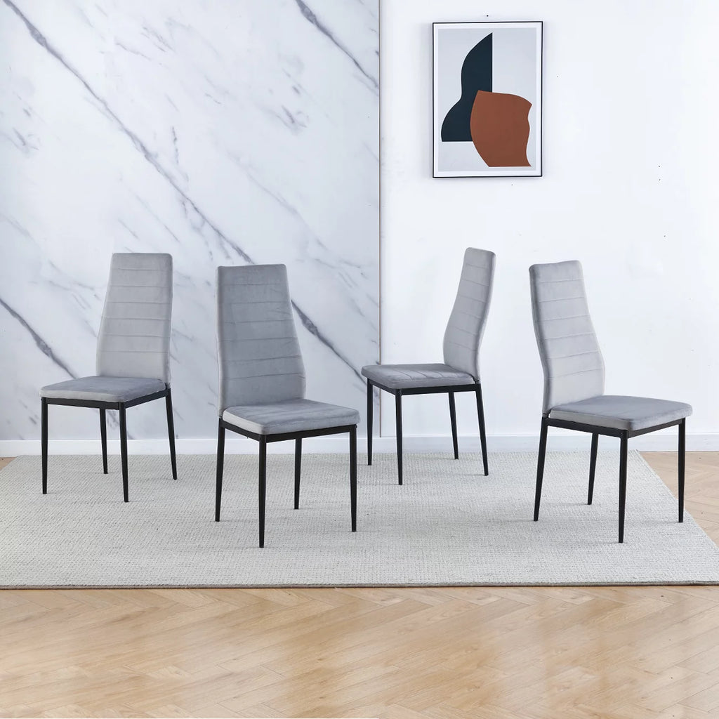 Set of 4 Gray Velvet Upholstered Dining Chairs P701556