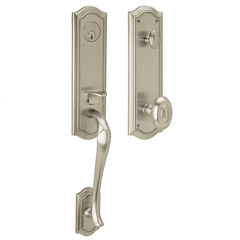 Satin Nickel Single Cylinder Handleset with Interior Knob and Emergency Egress M3181
