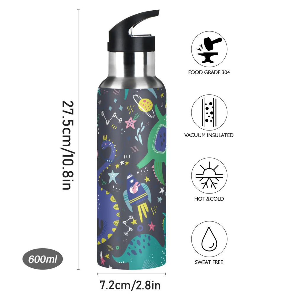 Stainless Steel Insulated Thermos Vacuum Flask Water Bottle with Straw Lid Q505