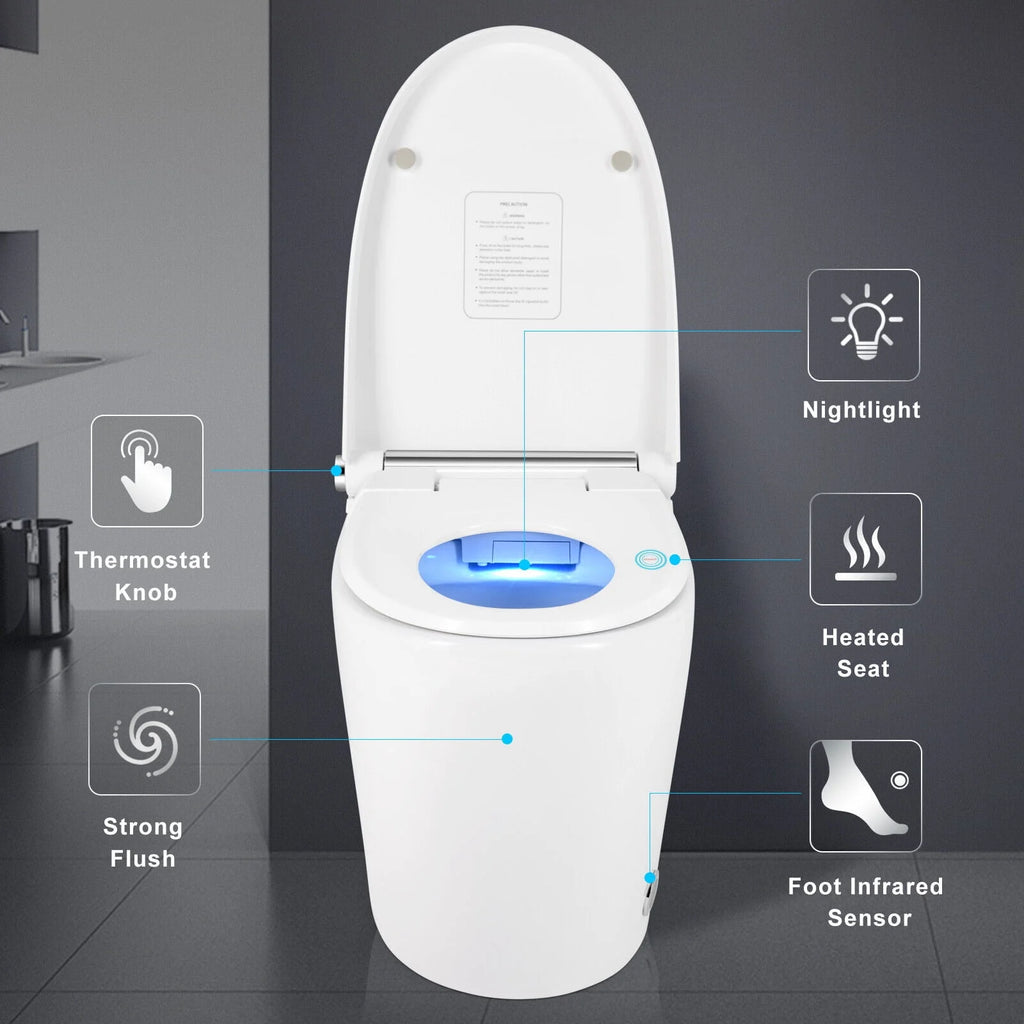 One Piece Tankless Smart Toilet with Foot Sensor Flush I9301