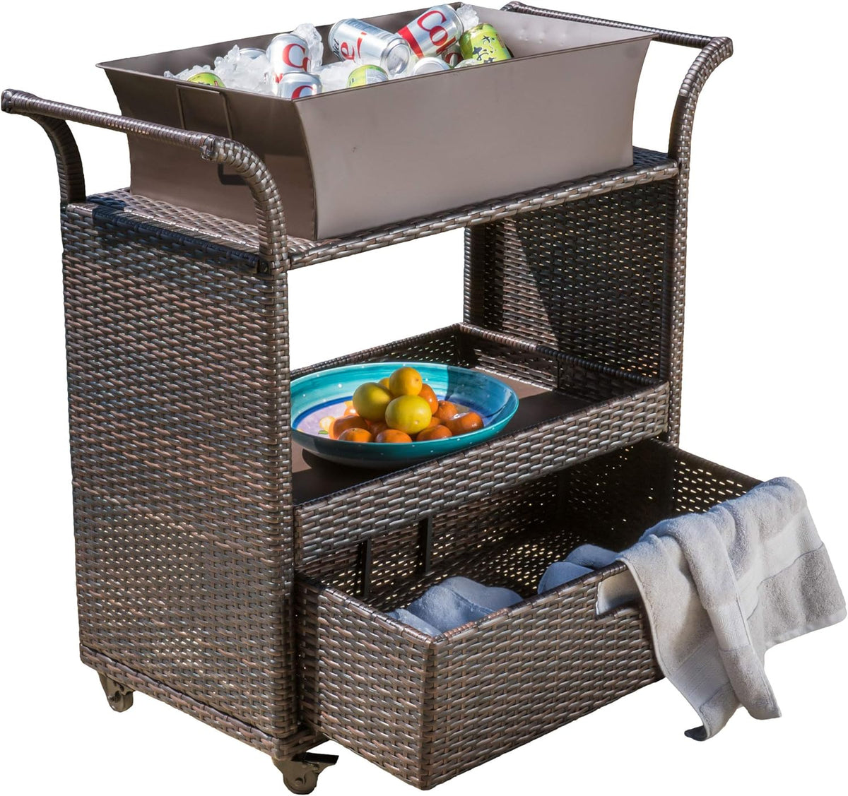 Indoor Wicker Bar Cart B547985