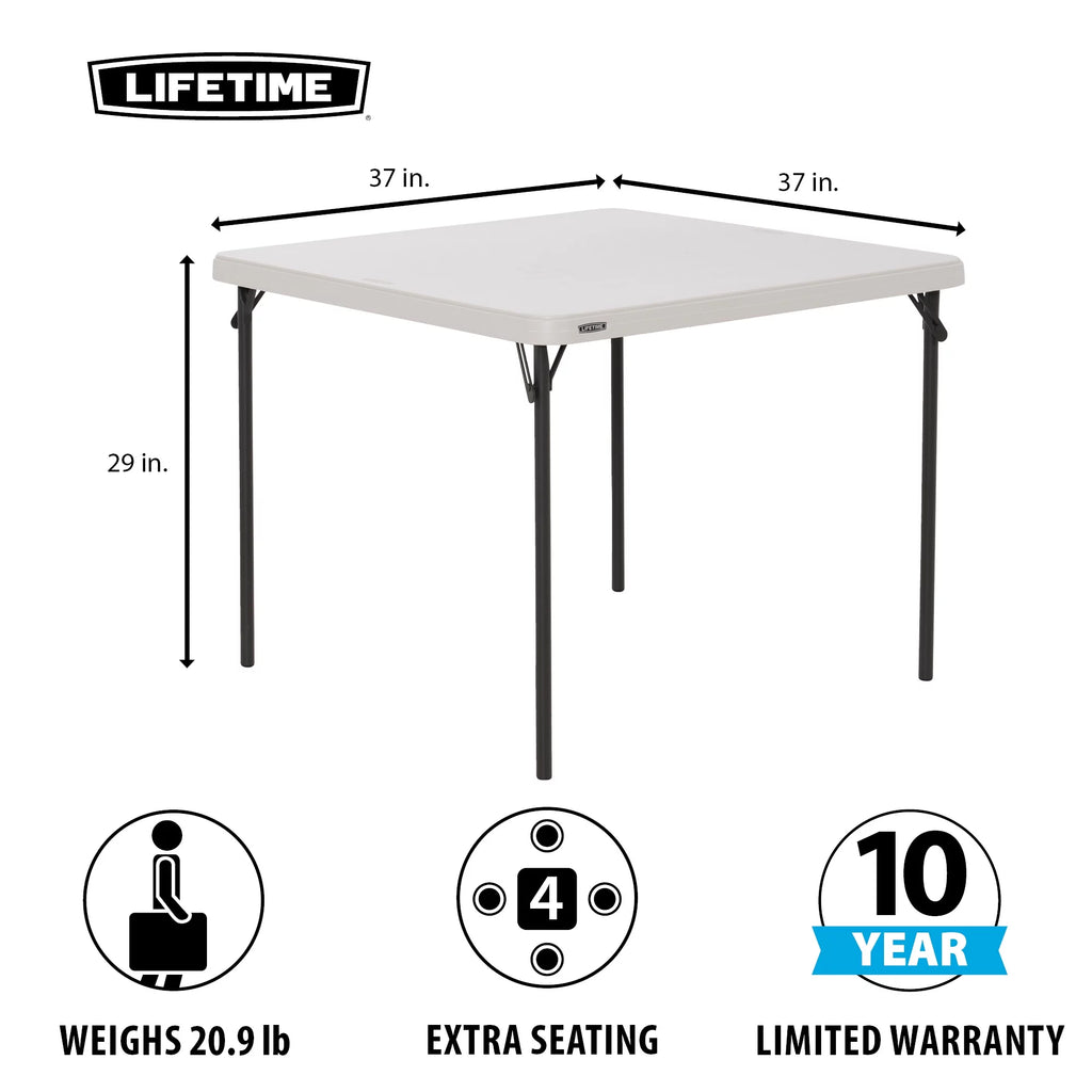 37 inch Square Folding Table White Granite N444