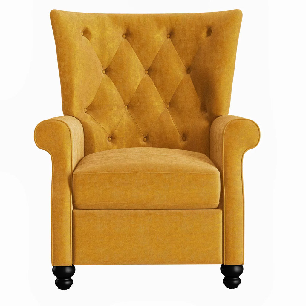 Navy Blue Velvet Push Back Recliner N365
